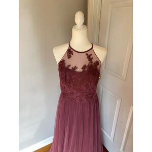 David's Bridal Pink Embroidered Formal Dress Size 14